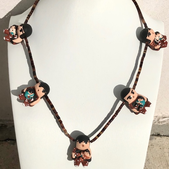 Unusual Boho Tenorio Signed Native Santo Domingo Storyteller Heishi Necklace - Picture 1 of 9